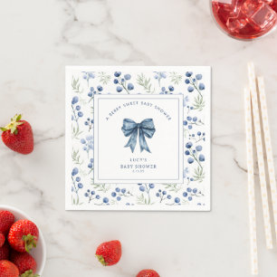 Servilleta De Papel Berry Sweet Blueberry Bow Baby Shower