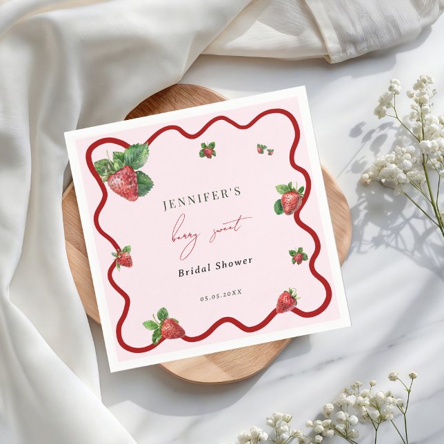 Servilleta De Papel Berry Sweet Bridal Shower Strawberry (Subido por el creador)