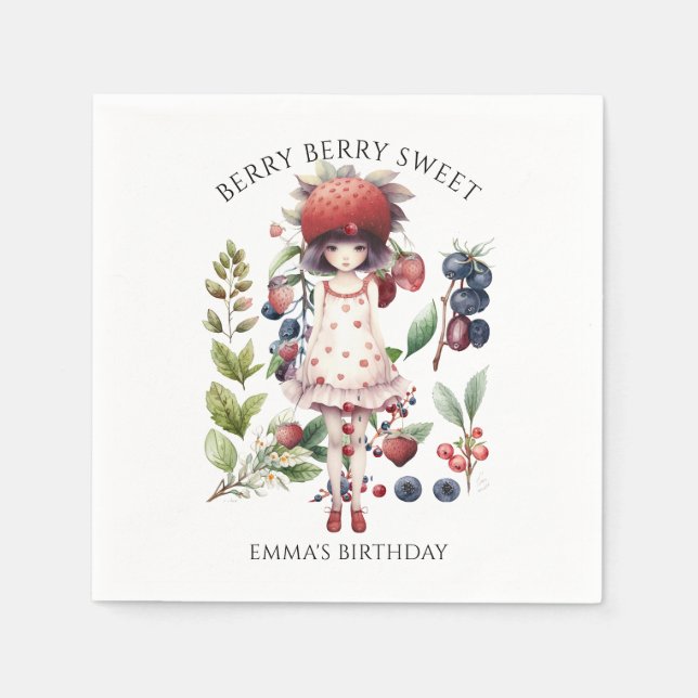 Servilleta De Papel Berry Sweet Chica Birthday Party (Anverso)