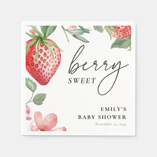 Servilleta De Papel Berry Sweet Floral Baby Shower (Anverso)