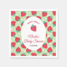 Servilleta De Papel Berry Sweet Green Strawberry Baby Shower