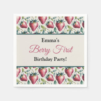 Servilleta De Papel Berry Sweet Pastel Strawberry Nombre cumpleaños
