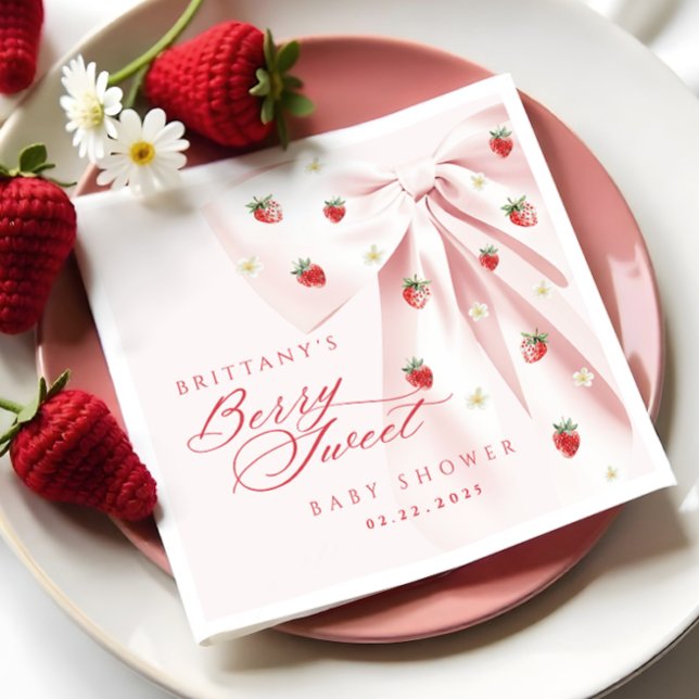 Servilleta De Papel Berry Sweet Pink Bow Baby Shower Napkins (Subido por el creador)