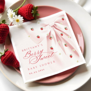 Servilleta De Papel Berry Sweet Pink Bow Baby Shower Napkins