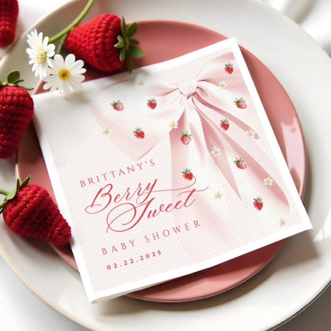Servilleta De Papel Berry Sweet Pink Bow Baby Shower Napkins (Subido por el creador)