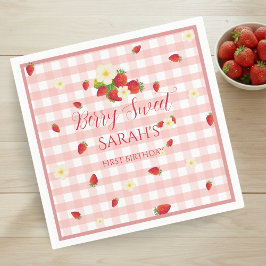 Servilleta De Papel Berry Sweet Strawberry 1st Birthday Party