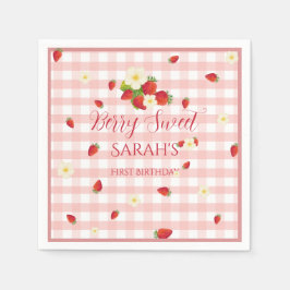 Servilleta De Papel Berry Sweet Strawberry 1st Birthday Party