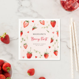 Servilleta De Papel Berry Sweet Strawberry Arch Summer 1st Birthday