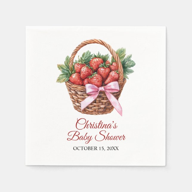 Servilleta De Papel Berry Sweet Strawberry Baby Shower (Anverso)
