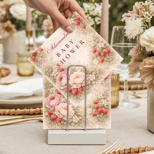 Servilleta De Papel Berry Sweet Strawberry Baby Shower (Subido por el creador)