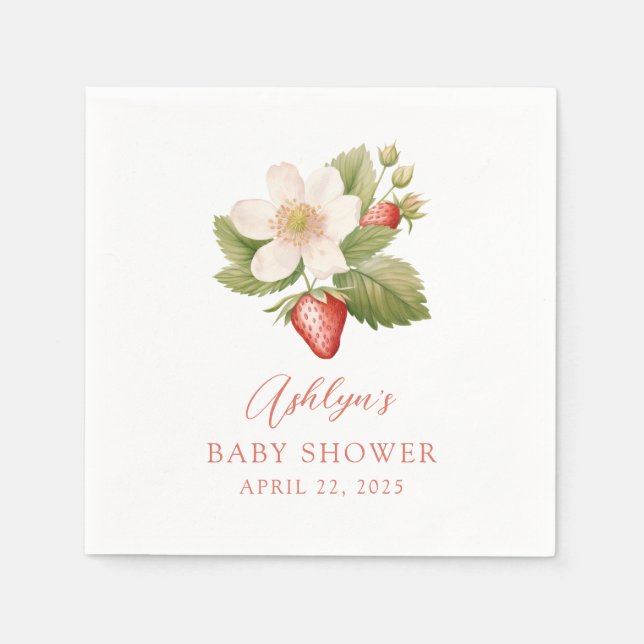 Servilleta De Papel Berry Sweet Strawberry Baby Shower Napkin (Anverso)