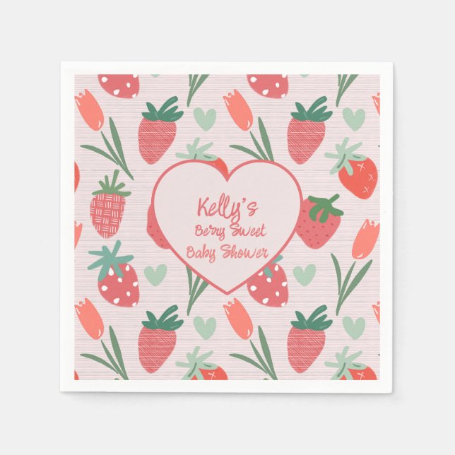 Servilleta De Papel Berry Sweet Strawberry Baby Shower Paper Plate (Anverso)