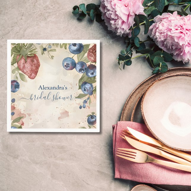 Servilleta De Papel Berry Sweet Strawberry Bridal Shower (Subido por el creador)