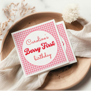 Servilleta De Papel Berry Sweet Strawberry Primer Fiesta de cumpleaños
