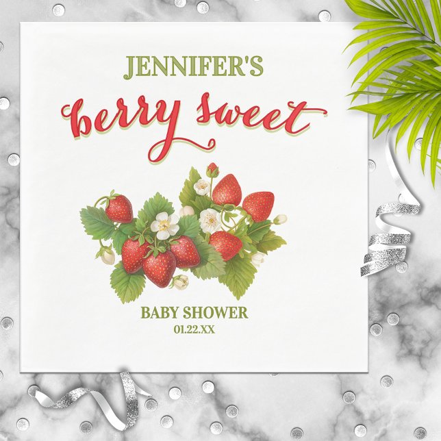 Servilleta De Papel Berry Sweet Strawberry Theme Baby Shower (Subido por el creador)