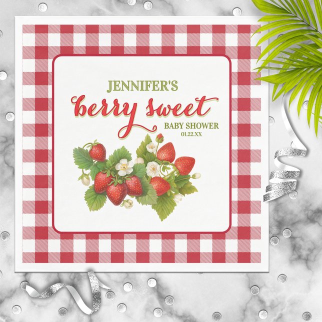 Servilleta De Papel Berry Sweet Strawberry Theme Baby Shower (Subido por el creador)