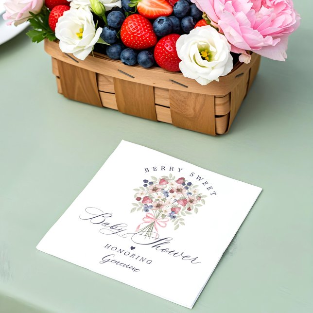 Servilleta De Papel Berry Sweet Wild Berry Floral Bouquet Baby Shower (Berry Sweet Wild Berry Floral Bouquet Baby Shower Napkins)