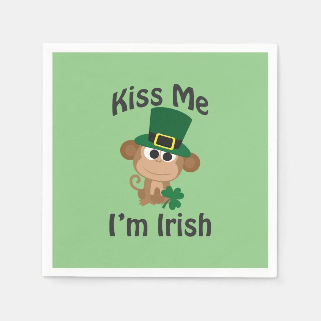 Servilleta De Papel ¡Bésame, soy irlandés! Mono (Anverso)