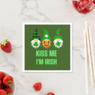 Servilleta De Papel Bésame soy irlandés St. Patrick's Day Gnome Shamro
