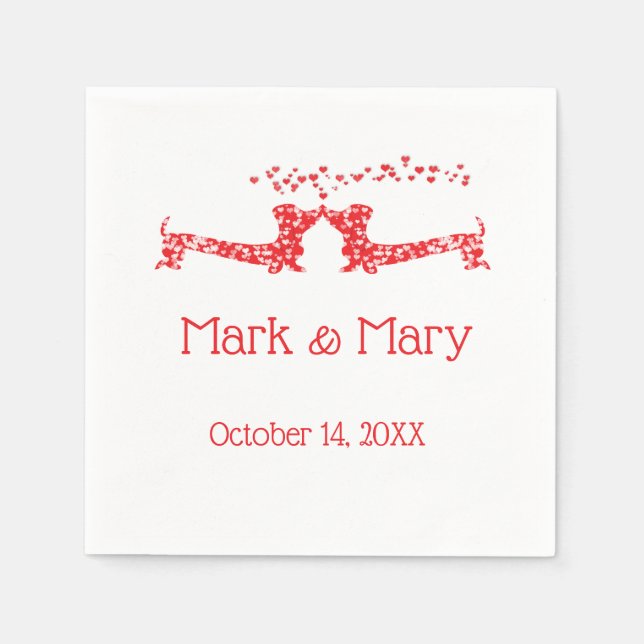 Servilleta De Papel Besando las servilletas Dachshunds (Anverso)