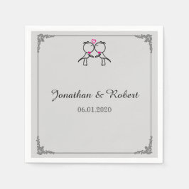 Servilleta De Papel Besar a dos novios besando a la Boda gay Napkin