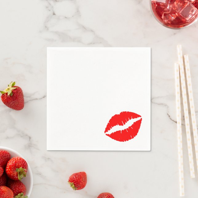 Servilleta De Papel Besito de Labial Rojo Brillante (In situ)