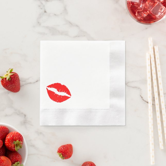 Servilleta De Papel Beso de Labial Rojo Brillante (In situ)