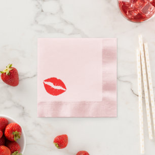 Servilleta De Papel Beso de Labial Rojo Brillante