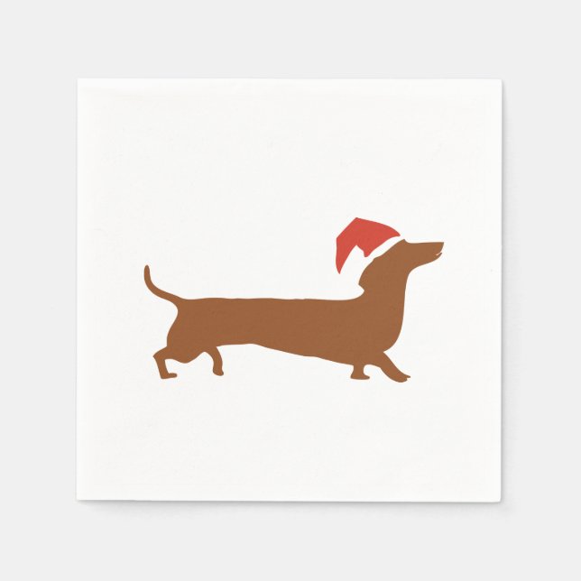 Servilleta De Papel Besos de Dachshunds en la nieve Feliz Navidad serv (Anverso)