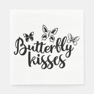 Servilleta De Papel Besos de Mariposa Negros y Blancos para Bodas