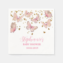 Besos de Mariposa Rosa y Dorado Baby Shower 
