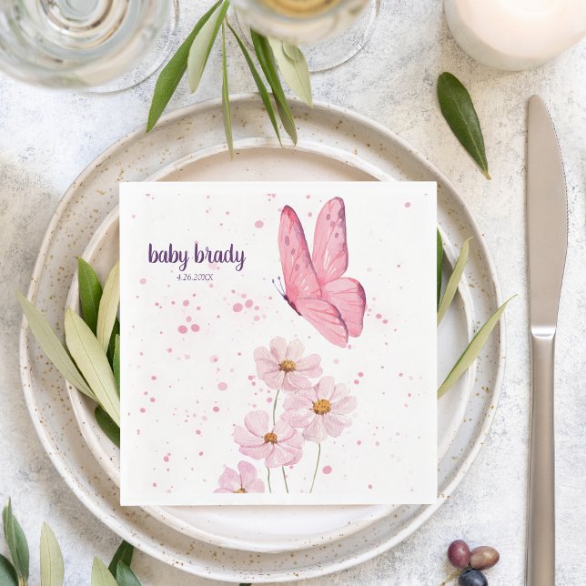 Servilleta De Papel Besos de mariposa y deseos de bebé |Baby Shower |  (Subido por el creador)