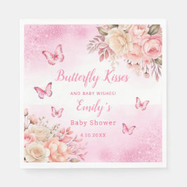 Servilleta De Papel Besos de mariposa y deseos de bebé Baby Shower ros