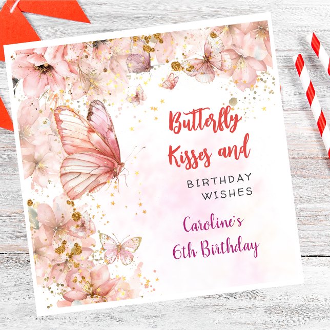 Servilleta De Papel Besos de mariposas y deseos de cumpleaños (Subido por el creador)