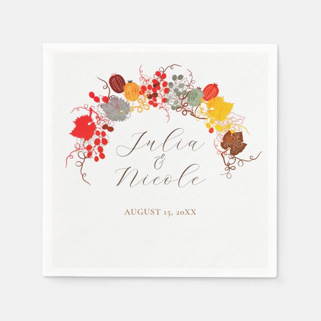 Servilleta De Papel Besos Franceses Uvas Flores Bodas (Anverso)