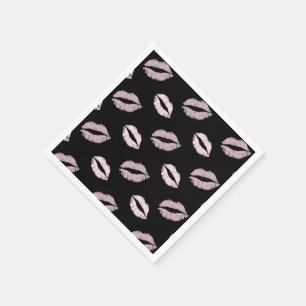 Servilleta De Papel Besos Rosados Plateados