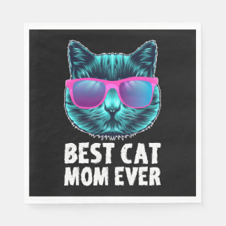 Servilleta De Papel Best Cat Mom Ever Cute Funny Glasses