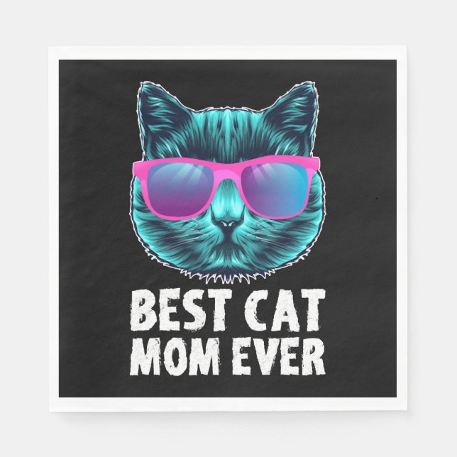 Servilleta De Papel Best Cat Mom Ever Cute Funny Glasses (Anverso)