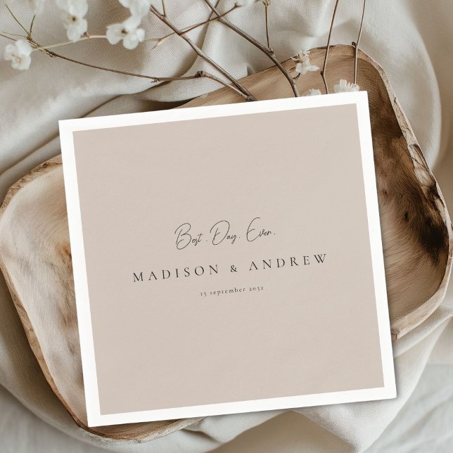 Servilleta De Papel BEST DAY EVER! Modern Minimal Light Brown Wedding (BEST DAY EVER! Modern Minimal Light Brown Wedding Napkins)