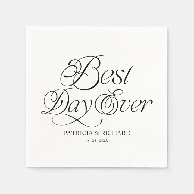 Servilleta De Papel Best Day Ever Modern Minimalist Wedding (Anverso)