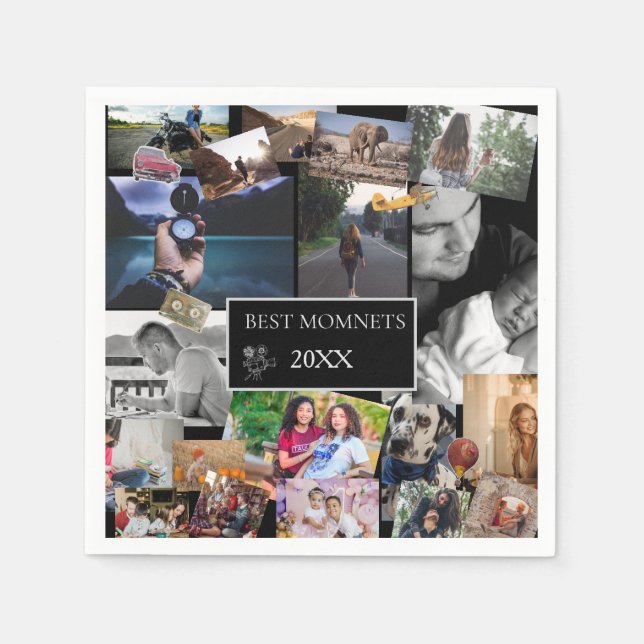 Servilleta De Papel Best Moments  New Year Photo Collage  (Anverso)