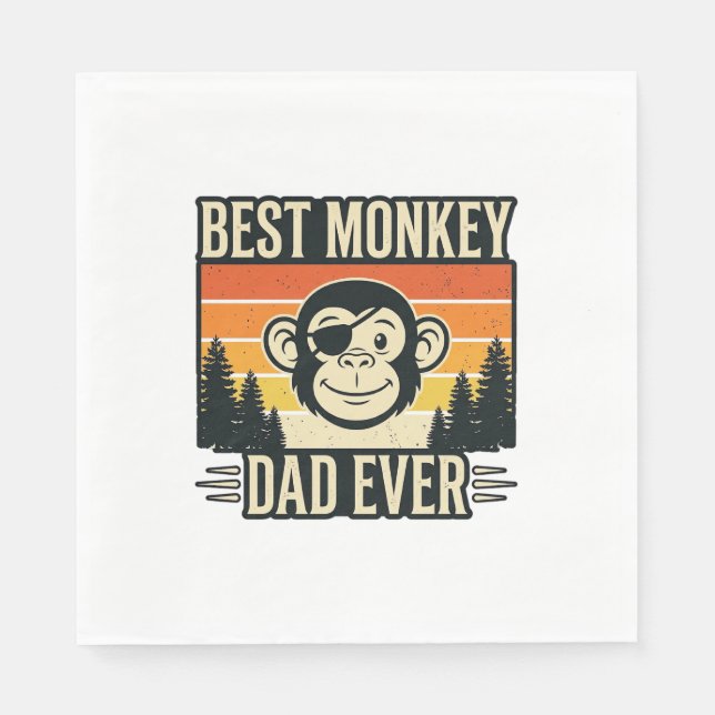 Servilleta De Papel Best Monkey Dad Ever Vintage Monkey Father Shirt_1 (Anverso)
