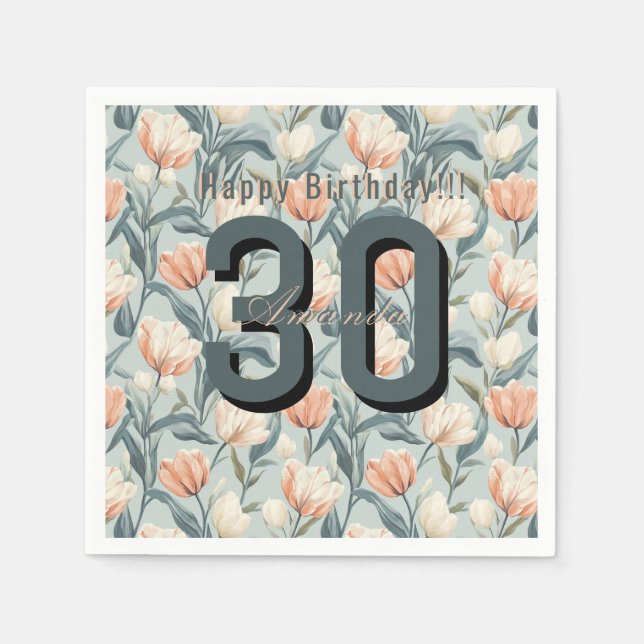 Servilleta De Papel Best Tulip Themed Birthday Celebration (Anverso)