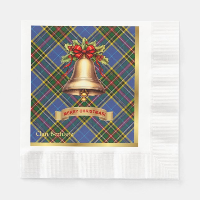 Servilleta De Papel Bethune Tartán Personalizado de Navidad (Anverso)
