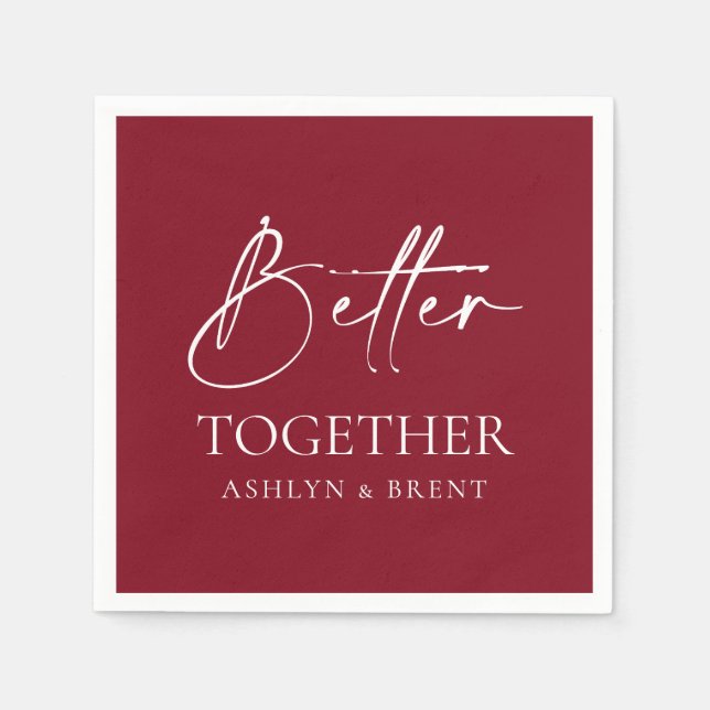 Servilleta De Papel Better Together Wine Red Boda Cocktail Napkins (Anverso)