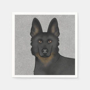 Servilleta De Papel Bi-Black German Shepherd Cute Dog Head Gray