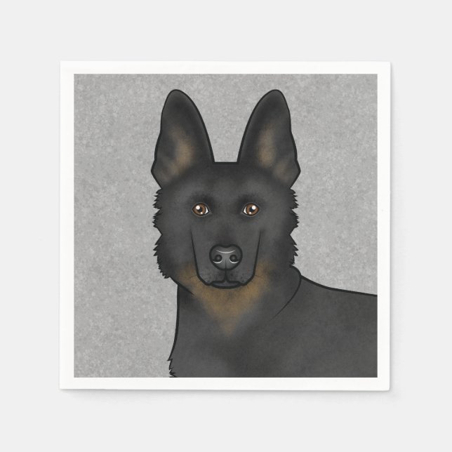 Servilleta De Papel Bi-Black German Shepherd Cute Dog Head Gray (Anverso)