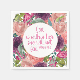 Servilleta De Papel Biblia Cristiana Floral Acuarela Rosa Púrpura