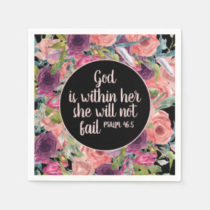 Servilleta De Papel Biblia Cristiana Negra Floral Rosa Púrpura