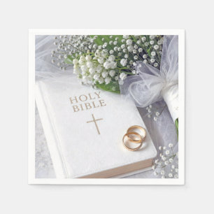 Servilleta De Papel Biblia de boda con ramo de lirio de los valles